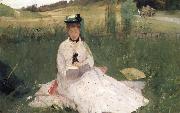 Berthe Morisot L-Ombrelle verte oil on canvas